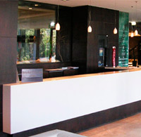 Corian counter and covering walls. Hotel Spa. Gijn.