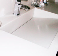 Lavabo a medida en Corian. Vivienda particular. Asturias.