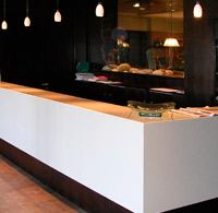 Corian counter and covering walls. Hotel Spa. Gijn.