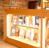 Counter display with illuminated windows. Oviedo Cathedral shop. Asturias.